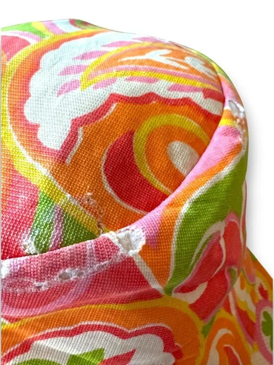 Vintage 1960s Sun Hatter of Florida Bucket Hat Psychedelic Paisley Mod Pink Oran - Picture 3 of 10